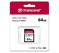 Карта памяти SDXC 64Gb Transcend Class 10 UHS-I U3 V30 (TS64GSDC300S)