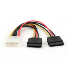 Кабель Переходник питания SATA (двойной); (Molex-2xSATA); 0.3m Cablexpert (CC-SATA-PSY-0.3M)