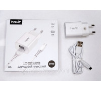  Сетевое зарядное устройство 2xUSB; 5V 2.1A;  с кабелем micro USB 1m; HAVIT (HV-ST900)