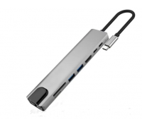 USB разветвители (HUB) HUB USB 3.0; 3 порта; Type-C на HDMI, USB 3.0, Card Reader, LAN, USB HUB 4K
