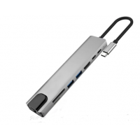 USB разветвители (HUB) HUB USB 3.0; 3 порта; Type-C на HDMI, USB 3.0, Card Reader, LAN, USB HUB 4K
