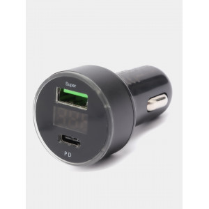 Зарядное устройство от прикуривателя автомобиля MDM; 1 х USB; 1хType-C