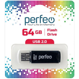 Flash-память Perfeo 64Gb; USB 2.0; Black (PF-C06B064)