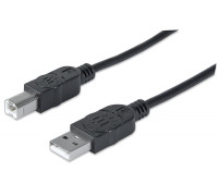 Кабель USB 2.0; AM-BM (для принтера, 2 фильтра, черный); 3.0м угловой
