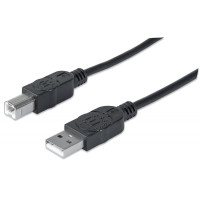 Кабель USB 2.0; AM-BM (для принтера, 2 фильтра, черный); 3.0м угловой