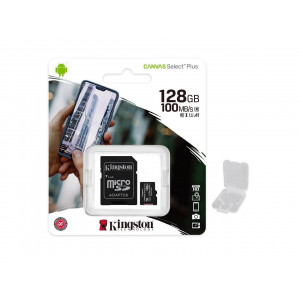 Карта памяти micro SDXC 128GB Kingston Canvas Select Plus Class 10 UHS-I U1 V10 A1; with SD adapter (SDCS2/128GB)