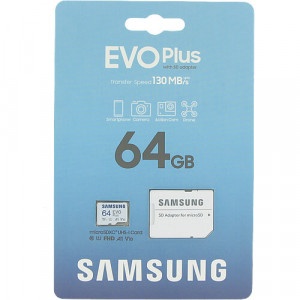Карта памяти micro SDXC 64Gb Samsung; Class 10; EVO Plus UHS-I U1; With SD-adapter (MB-MC64KA/APC)