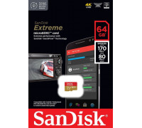 Карта памяти micro SDXC 64Gb SanDisk; Extreme; Class 10; (SDSQXAH-064G-GN6MN)