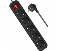 Сетевой фильтр 5 евро-розеток 5.0 м; Defender ES 5 (99486); Black