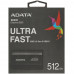 Внешний SSD ADATA SE800 512Gb (ASE800-512GU32G2-CBK); 1.8"; USB 3.2 Gen 2x2 Type-C; Black
