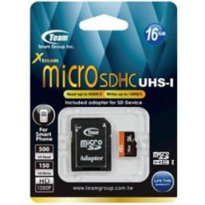Карта памяти micro SDHC 16Gb Team; Class 10 UHS-1; with SD adapter (TUSDH16GUHS03)