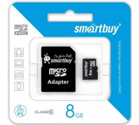 Карта памяти micro SDHC 8Gb Smartbuy; Class 10; with SD adapter (SB8GBSDCL10-01***)
