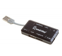 USB разветвитель (HUB) + картридер; 3 порта Smartbuy SBRH-750-K 