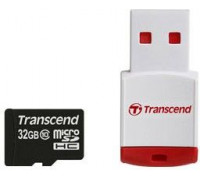 Карта памяти micro SDHC 32Gb Transcend; Class10; With Card Reader RDP3 (TS32GUSDHC10-P3)