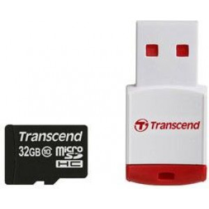 Карта памяти micro SDHC 32Gb Transcend; Class10; With Card Reader RDP3 (TS32GUSDHC10-P3)