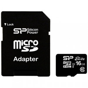 Карта памяти micro SDHC 16Gb Silicon Power; Class 10 UHS-I Elite; With SD-adapter (SP016GBSTHBU1V10-SP)