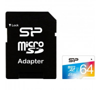Карта памяти micro SDXC 64Gb Silicon Power; Class 10 UHS-I Elite COLOR; With SD-adapter (SP064GBSTXBU1V20)