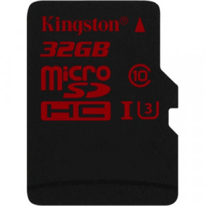 Карта памяти micro SDHC 32Gb Kingston; Class 10 UHS-I U3; No adapter (SDCA3/32GBSP)
