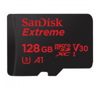 Карта памяти micro SDXC 128Gb SanDisk; Extreme; Class 10; V30 A1 UHS-I U3 R100/W90MB/s 4K; Wiith SD-adapter (SDSQXAF-128G-GN6MA)