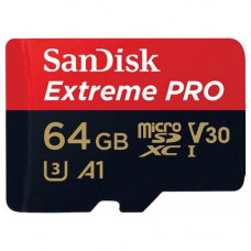 Карта памяти micro SDXC 64Gb SanDisk; Extreme Plus; Class 10; V30 A1 UHS-I U3 R100/90MB/s 4K; Wiith SD-adapter (SDSQXCG-064G-GN6MA)