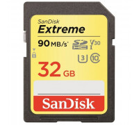 Карта памяти SDHC 32Gb SanDisk; Extreme; Class 10 UHS-I U3 R90/W40MB/s 4K (SDSDXVE-032G-GNCIN)
