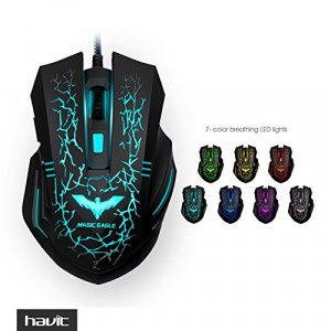 Мышь проводная Havit HV-MS736; USB; подсветка Black 