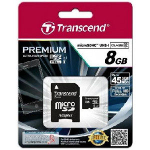 Карта памяти micro SDHC 8Gb Transcend (TS8GUSDU1); Class10; UHS-I PremiumX300; with SD-adapter