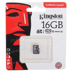 Карта памяти micro SDHC 16GB Kingston Canvas Select (SDCS/16GBSP)
