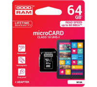 Карта памяти micro SDXC 64Gb GoodRAM; Class10 UHS-1; With SD-adapter (M1AA-0640R11)