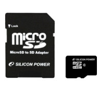 Карта памяти micro SDHC 16Gb Silicon Power; Class 10; With SD-adapter (SP016GBSTH010V10SP)