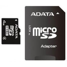 Карта памяти micro SDHC 4Gb A-Data; Class 4; with SD-adapter (AUSDH4GCL4-RA1)
