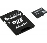 Карта памяти micro SDHC 8Gb Smart Buy; Class 10; with SD adapter (SB8GBSDCL10-01)