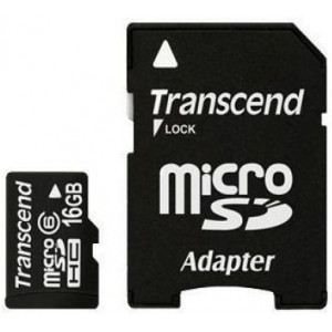 Карта памяти micro SDHC 16Gb Transcend (TS16GUSDHC6); Class 6; with SD adapter