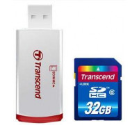 Карта памяти SDHC 32Gb Transcend (TS32GSDHC6-P2); Class6; + RDP2 card reader