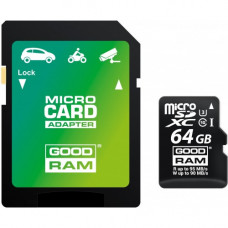 Карта памяти micro SDXC 64Gb GoodRAM; Class 10 UHS-I U3; With SD-adapter (M3AA-0640R11-DD)