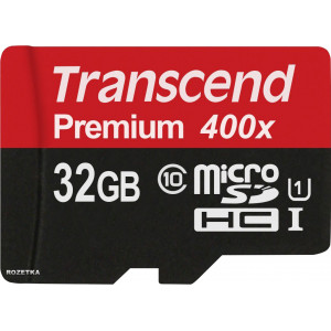 Карта памяти micro SDHC 32Gb Transcend; Class 10 UHS-I Premium 400X; No adapter (TS32GUSDCU1)