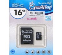 Карта памяти micro SDHC 16Gb Smart Buy; Class 10; with SD-adapter (SB16GBSDCL10-01***)