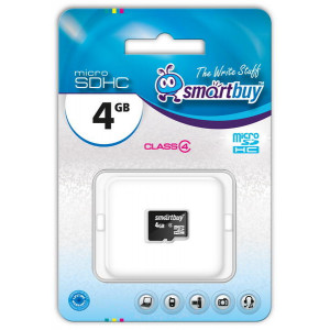 Карта памяти micro SDHC 4Gb Smart Buy; Class 4 (SB4GBSDCL4-00)