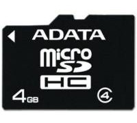 Карта памяти micro SDHC 4Gb A-Data; Class 4; No adapter (AUSDH4GCL4-R)