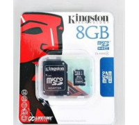 Карта памяти micro SDHC 8Gb Kingston; Class 4; With SD-adapter (SDC4/8GB)