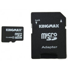 Карта памяти micro SDHC 8Gb Kingmax; (KM08GMCSDHC41A); Class 4; with SD-adapter