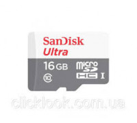 Карта памяти micro SDHC 16Gb SanDisk Ultra (SDSQUNS-016G-GN3MN); Class 10