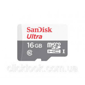 Карта памяти micro SDHC 16Gb SanDisk Ultra (SDSQUNS-016G-GN3MN); Class 10