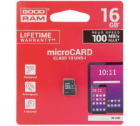 Карта памяти micro SDHC 16Gb GoodRAM; Class 10 UHS-I; No adapter (M1A0-0160R12)