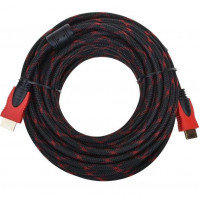 Кабель HDMI to HDMI 1.4; 10m; (с двумя фильтрами, в оплетке); Black&Red