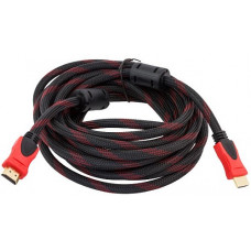 Кабель HDMI to HDMI; 5.0m; (с двумя фильтрами, в оплетке); Black&Red