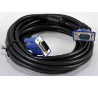 Кабель VGA to VGA; 10.0m; (два фильтра); Black; DeTech