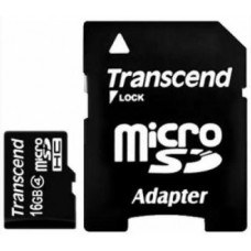 Карта памяти micro SDHC 16Gb Transcend; Class 4; With SD-adapter (TS16GUSDHC4)