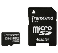 Карта памяти micro SDНС 8Gb Transcend; Class 10; With SD-adapter (TS8GUSDHC10)