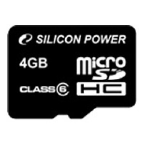 Карта памяти micro SDHC 4Gb Silicon Power; Class 6; No adapter (SP004GBSTH006V10)